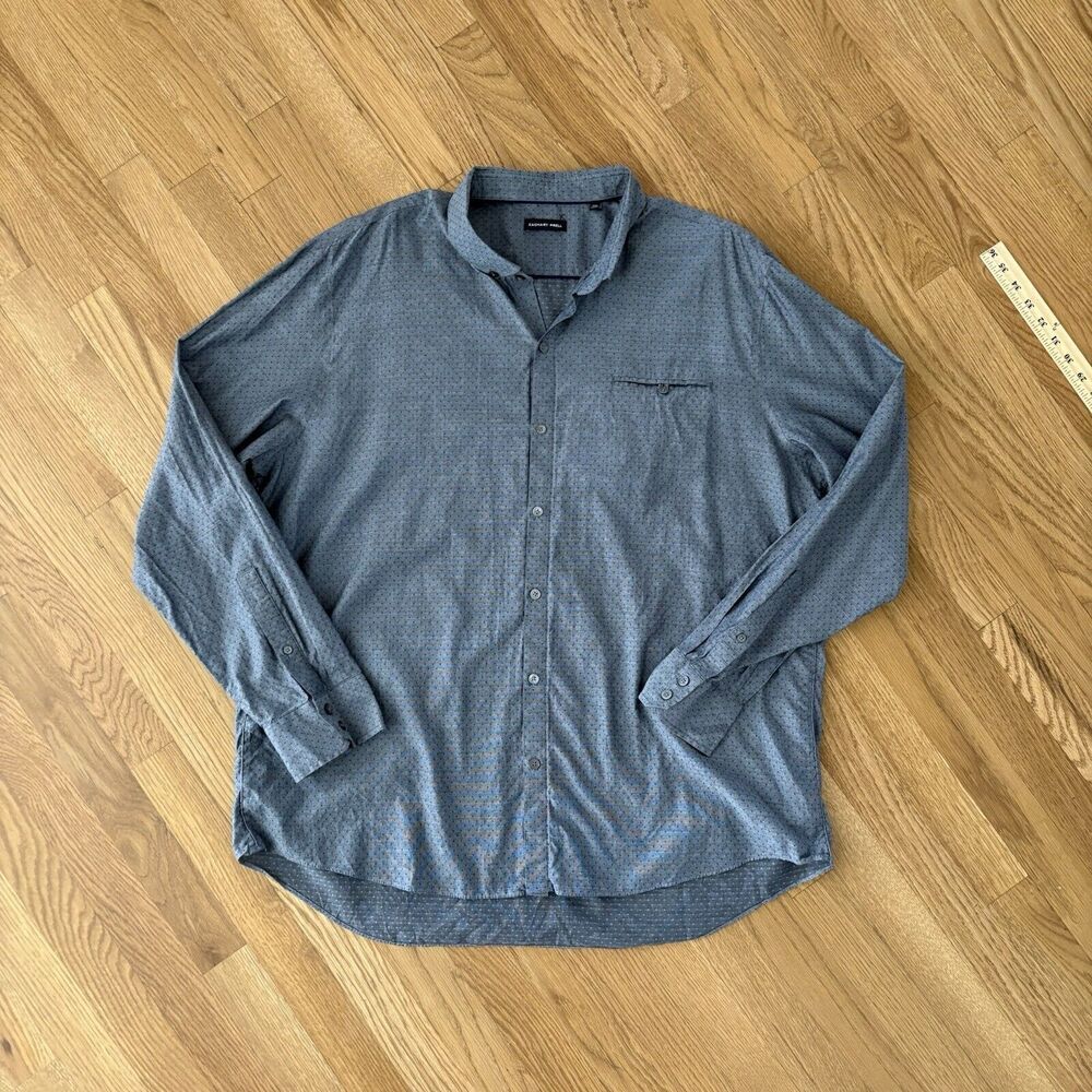 Zachary Prell Shirt Men's 3XL XXXL Button Up Long Sleeve Blue Patterned Classic